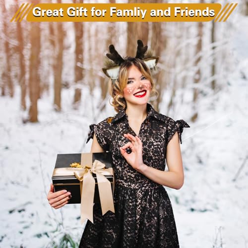 SIOTMERA Reindeer Antlers Headband Christmas Deer Costume Dark Brown One Size