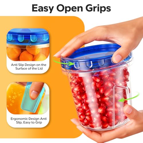 HOMETALL 6 Pack 24 Oz Freezer Storage Containers - Airtight, Leakproof, BPA-Free Plastic
