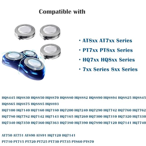 Suleto HQ8 Replacement Heads 6-Pack Compatible with Shaver Series PT720 AT880 AT810 7800 – Skin-Friendly, Easy Install Razor Replacement Blades