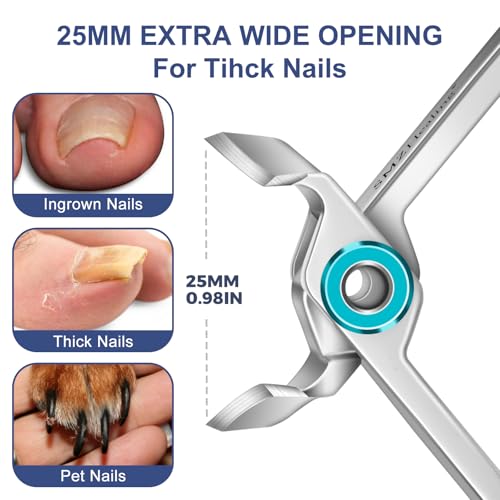 SMZHealing 4pcs Black & Silver Thick Toenail Clippers for Seniors, Men, Women