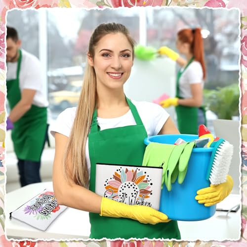 Social Worker Makeup Bags - 10 Pcs Canvas Pouch Set for Gifts