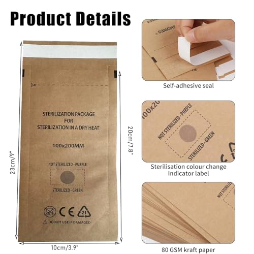 100 PCS Self-Sealing Sterilization Pouches 3.9x7.9" - Dental & Nail Tools