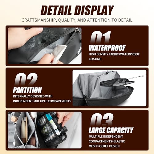 Small Orange Zikurat Waterproof Toiletry Bag with Magnetic Pouch & Wet Dry Separation
