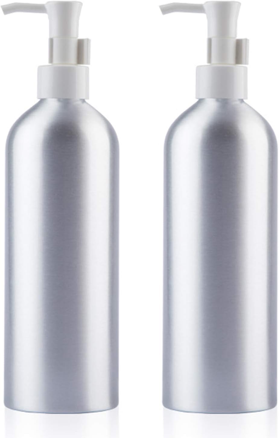Aluminum Pump Bottles - 500ml Refillable Lotion Dispenser | Metal Soap & Shampoo Bottle Set (2 Pack)
