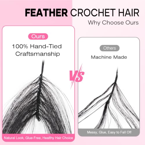 Flvaco Burmese Curly Feather Crochet Hair 12" - 50 Strands for Black Women, Model 1B#