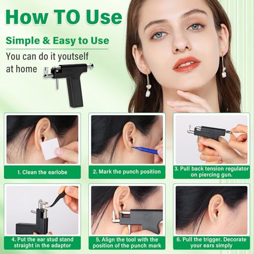 Professional Ear Piercing Gun Kit with Crystal Earrings | At Home Use