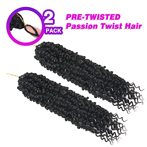 Pre-Twisted Passion Twist Hair 14 Inch 1B - 2 Pack Crochet Hair