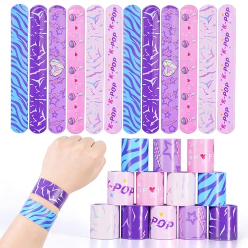 Kpop Style Slap Bracelets - 24 Pcs Music Theme Party Favors