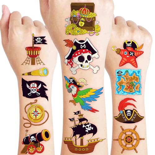 60 Pack Pirate Ship Temporary Tattoos for Kids | Fun Party Favors