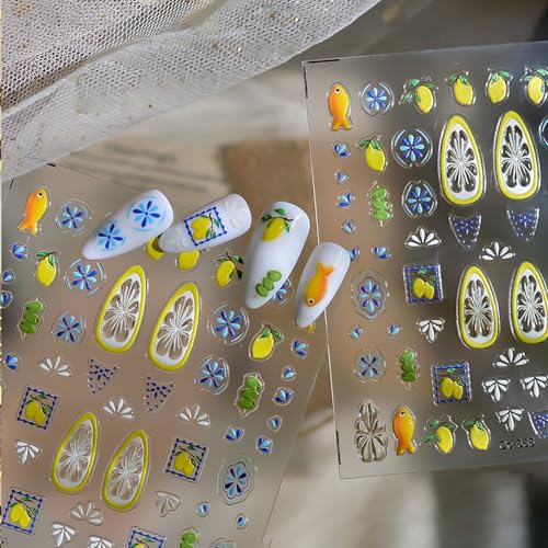 Bohemia Lemon Nail Stickers - Self-Adhesive Summer Nail Art Decals