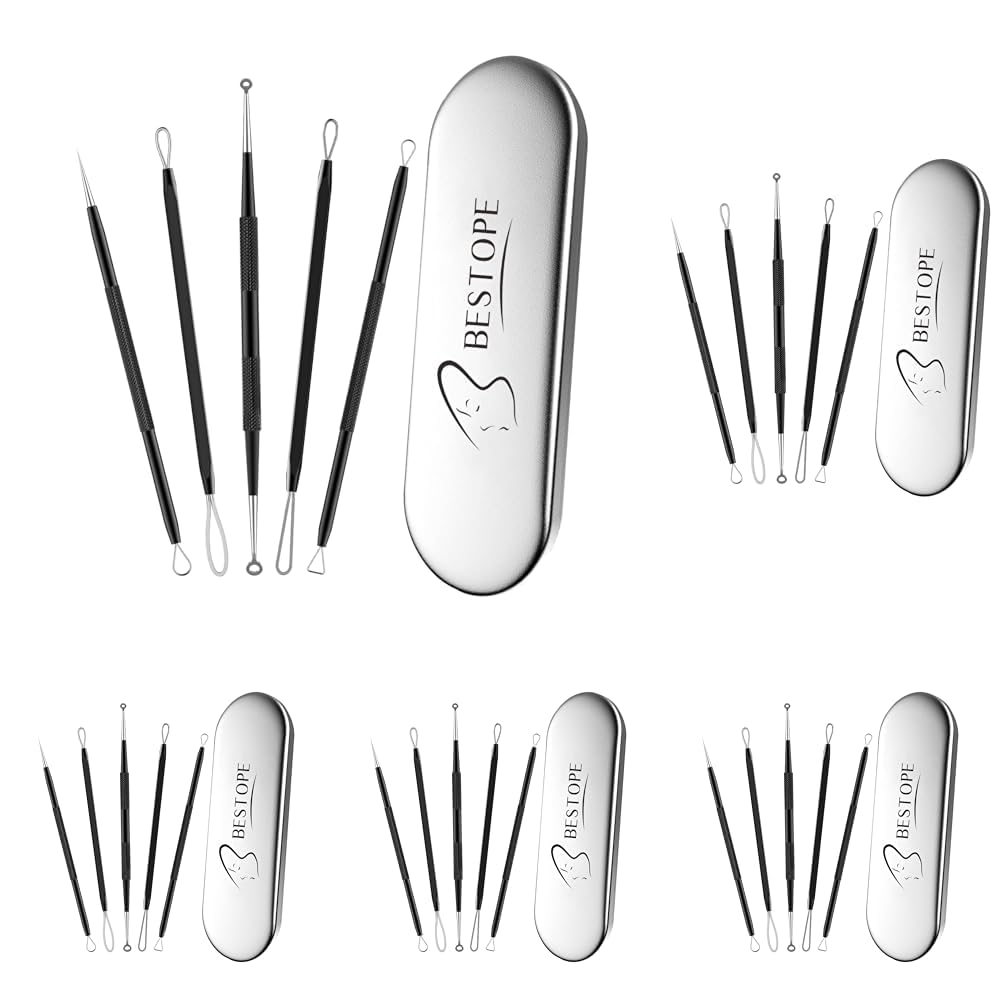 Blackhead Remover Tool Kit - Stainless Steel Pimple Popper & Comedone Extractor for Face | Acne & Blemish Removal