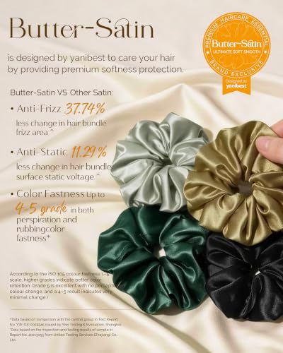 YANIBEST Extra Large Satin Scrunchies - 4 Pcs Jumbo Hair Ties for All Hair Types