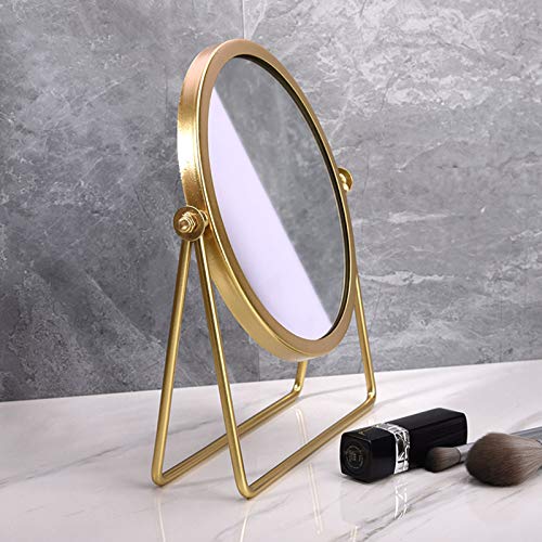 Golden 360° Swivel Makeup Mirror - Round Desktop Stand Mirror