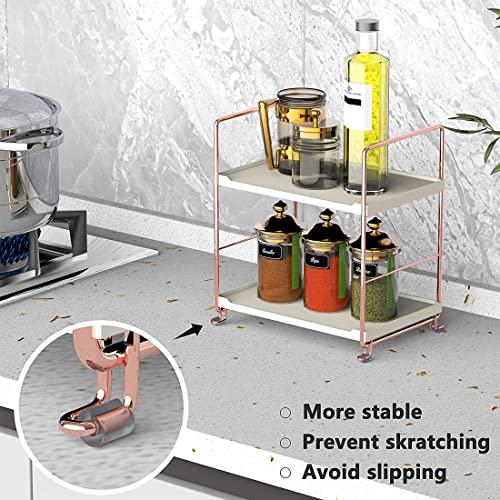 2-Tier Stackable Organizer Shelf - Rose Gold Countertop Storage Rack