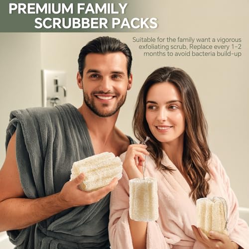 Natural Egyptian Loofah Sponge 3-Pack - Exfoliating Shower Scrubber