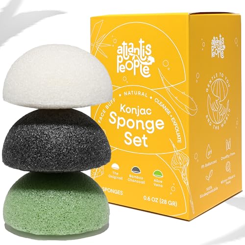 Large Konjac Face Sponge Set - Natural Exfoliating Sponges for Daily Cleansing (3pcs)