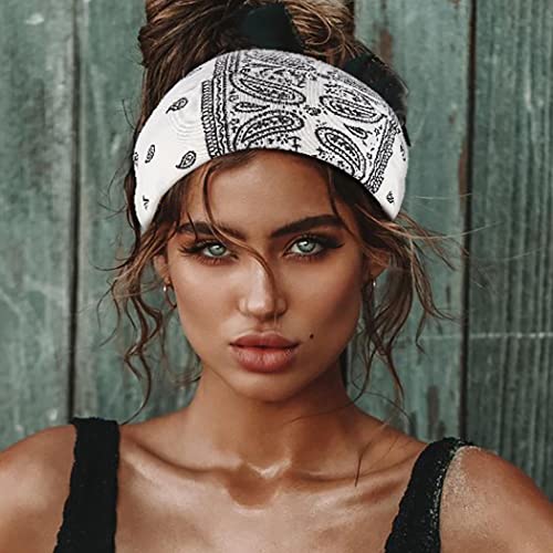 CAKURE Set of 2 Boho Wide Turban Headbands for Women & Girls – Elastic, Knotted Hair Wraps