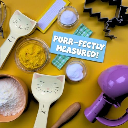 Cat Measuring Spoons Set of 4 - Hand-Painted Ceramic Kitchen Utensils