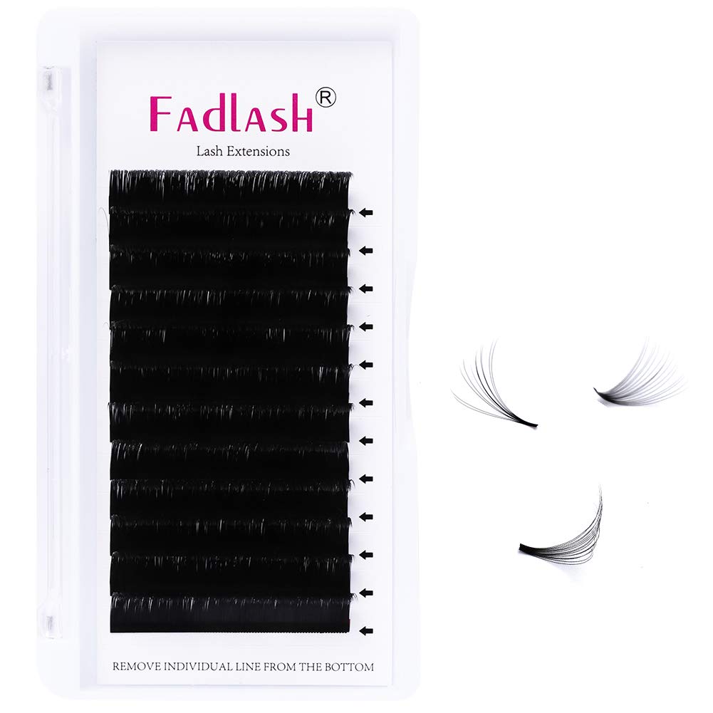 Easy Fan Lash Extensions - D Curl 0.07 Volume Mixed Trays | Soft Individual Lashes 8-14mm