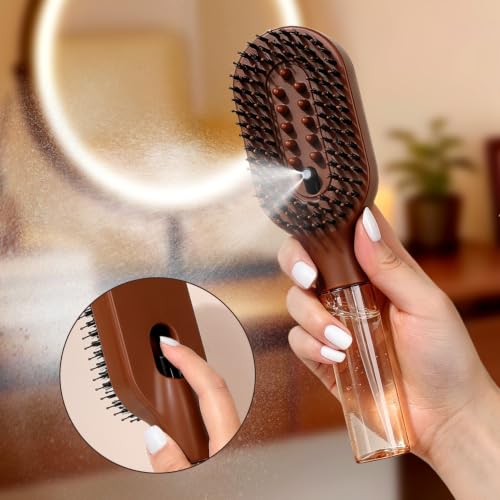 3-in-1 Mist Hair Brush with 80ml Water Spray Reservoir & Scalp Massager