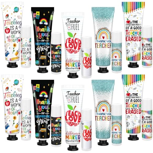 Loopeer 20 Sets Teacher Gift Set - Lip Balm & Hand Cream Travel Size
