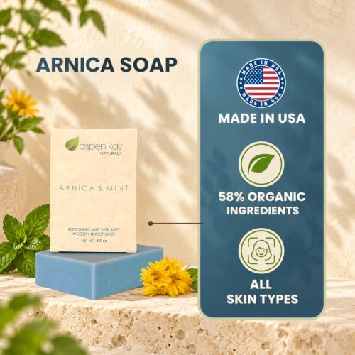 Aspen Kay Naturals Arnica & Mint Soap Bar 2 Pack - Organic, Gentle for Sensitive Skin