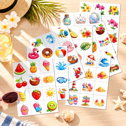 Hawaiian Luau Temporary Tattoos for Kids & Adults - Summer Party Decor