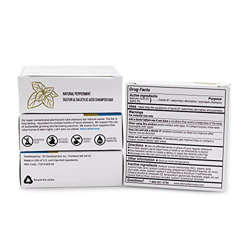 Dermaharmony Dandruff Shampoo Bar with 5% Sulfur & 2% Salicylic Acid - 4 oz