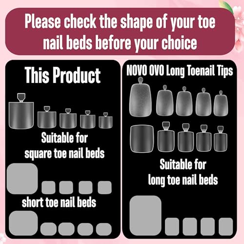 NOVO OVO Sharp Square Toe Nail Tips - 240 Pcs Full Cover Gel Set