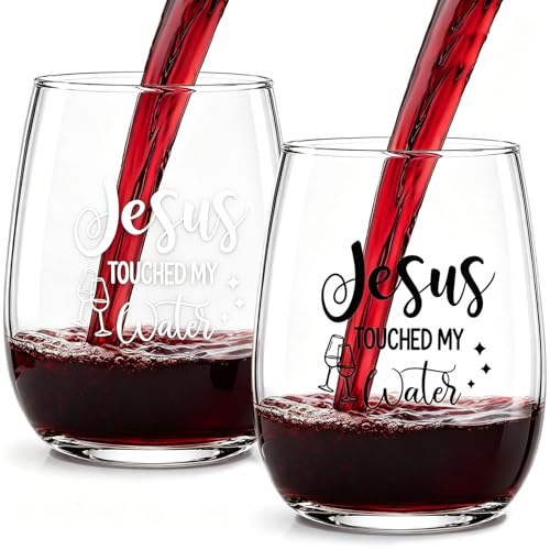 15 Oz Jesus-Themed Scratch-Resistant Wine Glass Set - Fun Gift