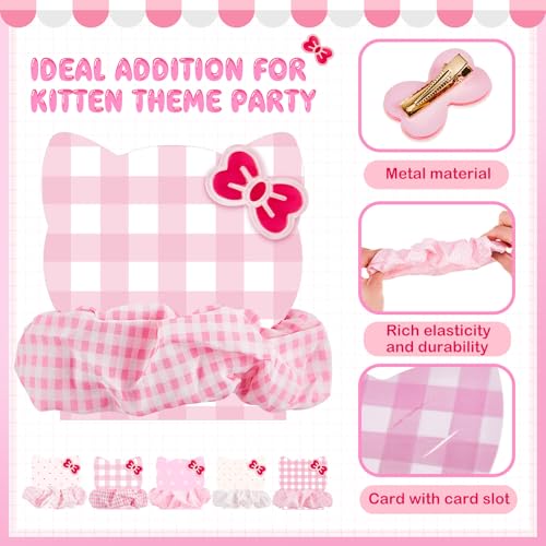 10 Sets Pink Cat Party Favors Kitten Gift Hair Accessories