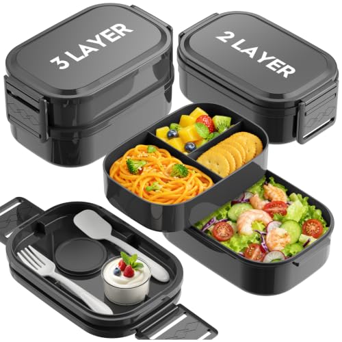 Adjustable 65 oz Bento Lunch Box - 3-Tier Leakproof Container
