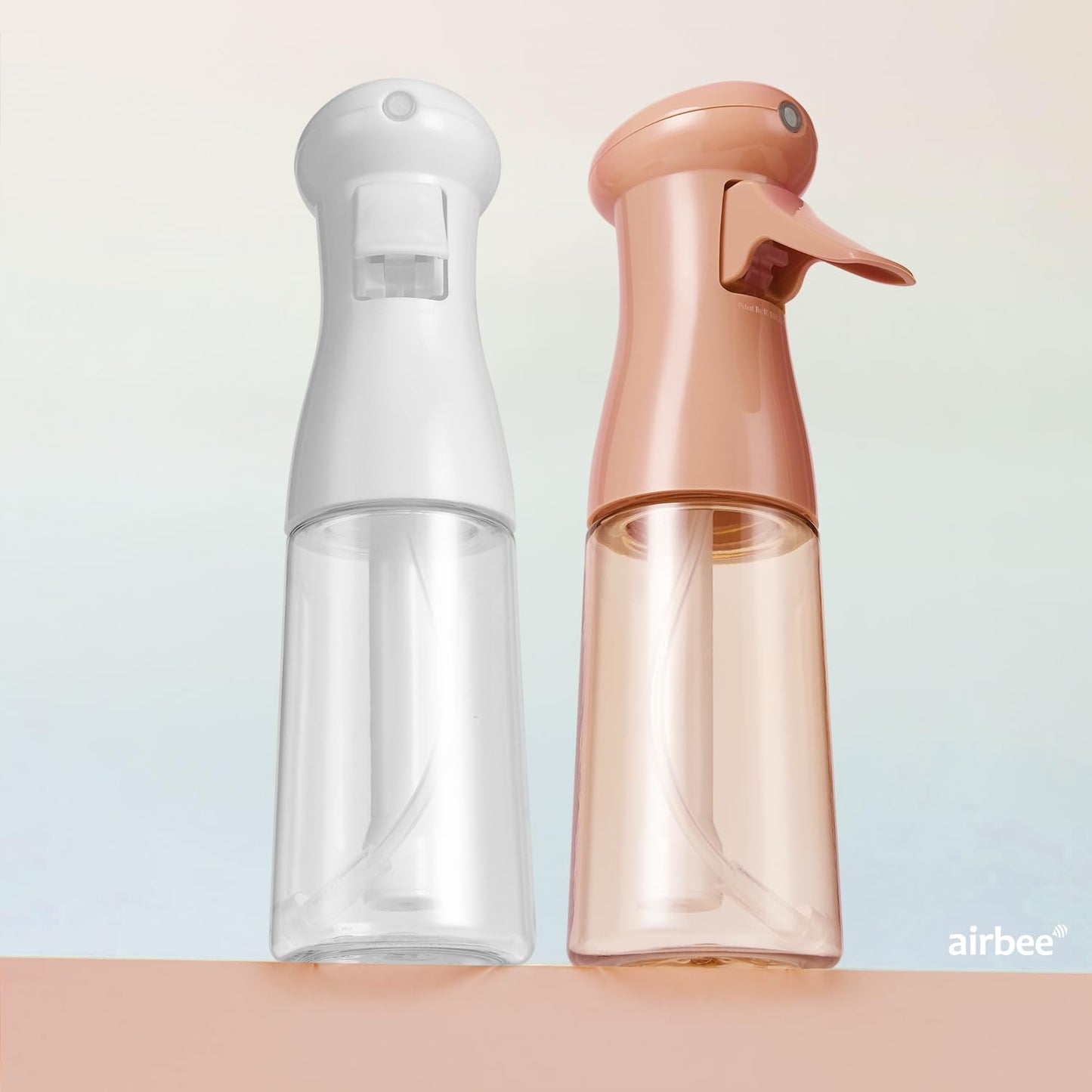 Airbee Spray Bottle for Hair - Continuous Mister Sprayer | Ultra-Fine Mist Water Bottles (2 Pack, 6.8 OZ) for Hairstyling, Salons, and Plants