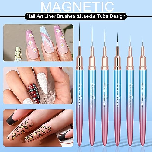 Professional Nail Art Liner Brush Set - 6 Pcs for Fine Detailing