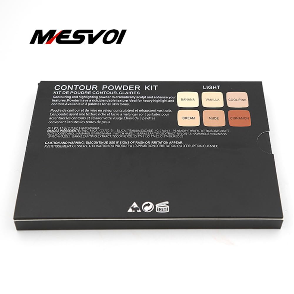 Mesvol 6 Color Contour Powder Kit Foundation Palette Contouring Makeup Kit Highlight Dramatically Sculpt Enhance Features Deep