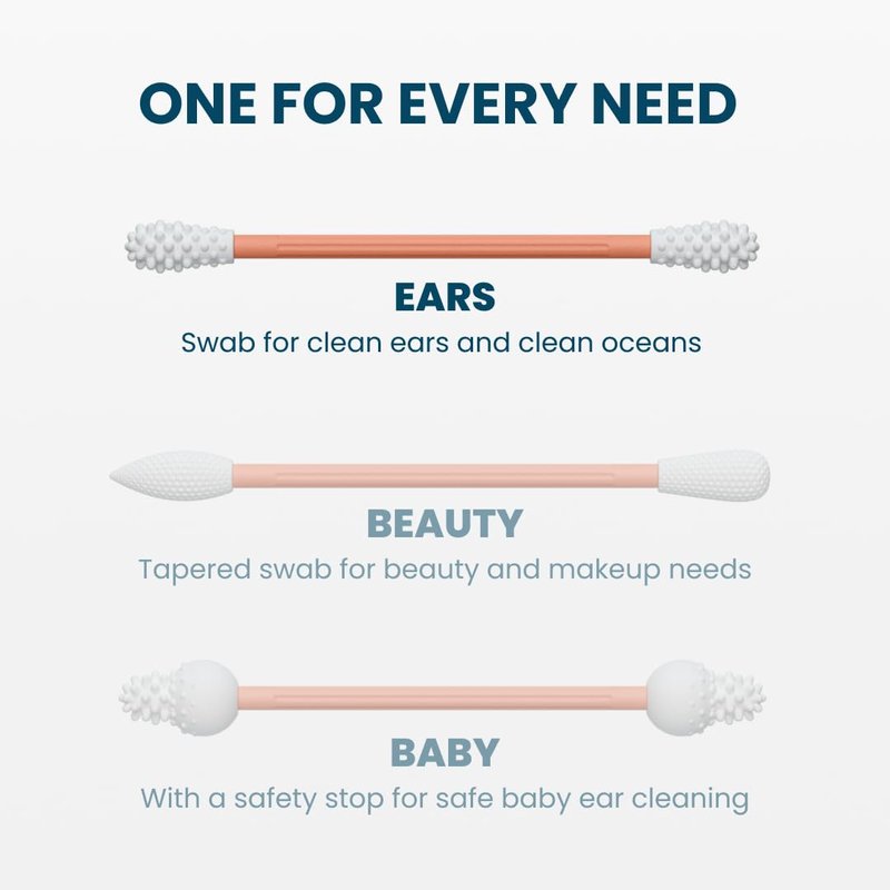 LastSwab Reusable Cotton Swabs for Ear Cleaning - The Sustainable and Sanitary Alternative to Single-Use - Zero Waste and Easy to Clean Comes with a Convenient Travel Case Holder - Peach