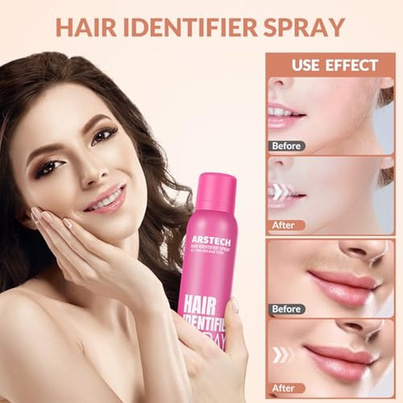 Hair Identifier Spray for Face Shaving Dermaplaning Tool 2 Pack Skin Body Dermaplaning Spray for Women with 8 Face Razor for Face Shaver Hair Removal Kit Excess Hair Dermaplane Razor for Women Face