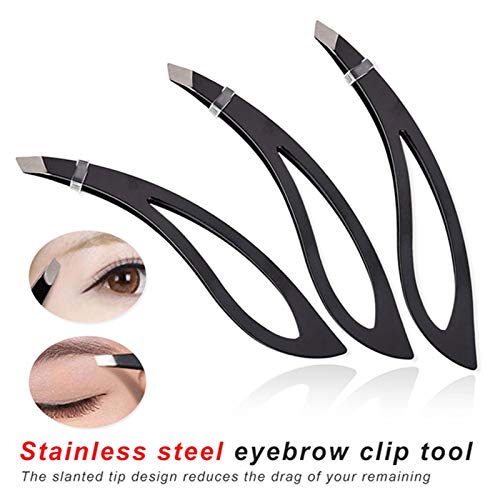 SZWENFA Stainless Steel Slant Tweezers for Eyebrow & Eyelash Hair Removal