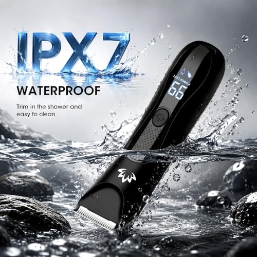 Suttik Manscape Body & Pubic Hair Trimmer for Men, Groin & Ball Trimmer Men, Electric Razor Mens Grooming Kit, Body Groomer Ball Shaver for Smooth Wet/Dry Shaving, Led Light