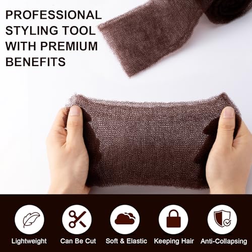MJJHAIR Updo Hair Filler & 70-Piece Pin Kit - Volumizing Dark Brown Sponge