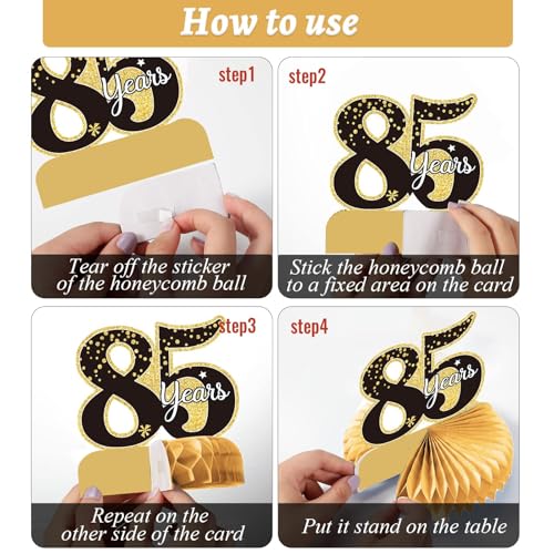 85th Birthday Honeycomb Centerpieces - 9 Pack Table Decorations