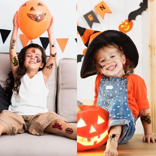 36 Sheets Large Halloween Temporary Tattoos for Kids & Adults - Half Arm Design