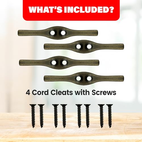Antique Brass Blind Cord Cleats - 4 Pack Metal Winders for Window Blinds