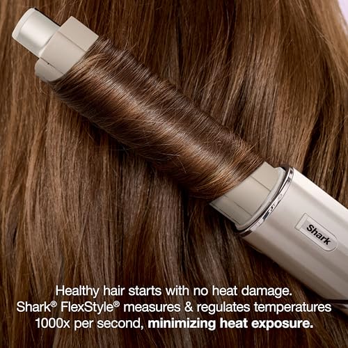 Shark FlexStyle | Air Multi-Styler & Drying System | Hair Dryer Brush for Blowouts with Coanda Auto- Wrap Curlers, Oval & Paddle Brush & Concentrator Attachment | Stone | HD430