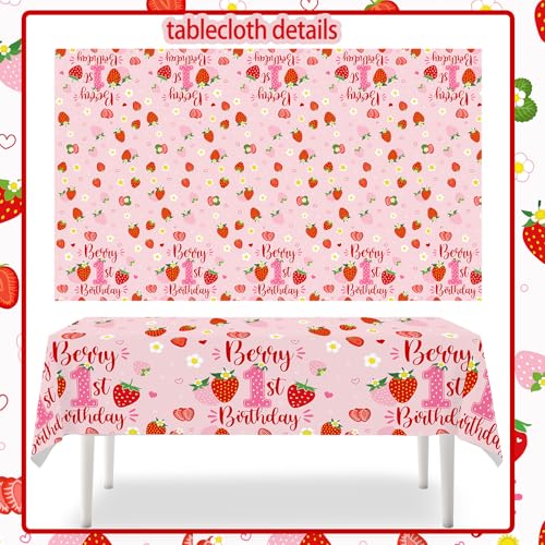 Berry First Birthday Tablecloths - 4pcs Disposable Plastic Covers