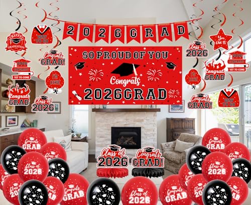 2026 Graduation Party Decorations Kit - Balloons, Banners & Backdrop