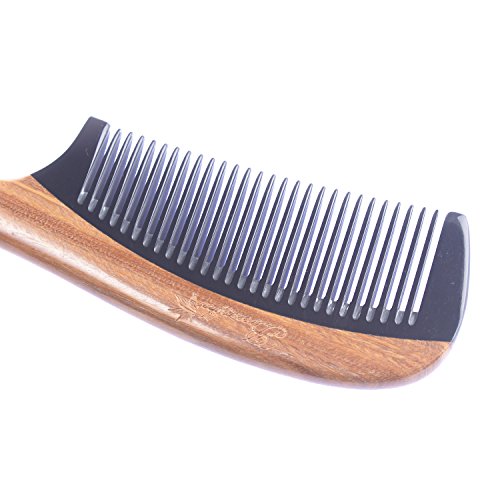 Breezelike Fine Tooth Wooden Hair Comb with Round Handle