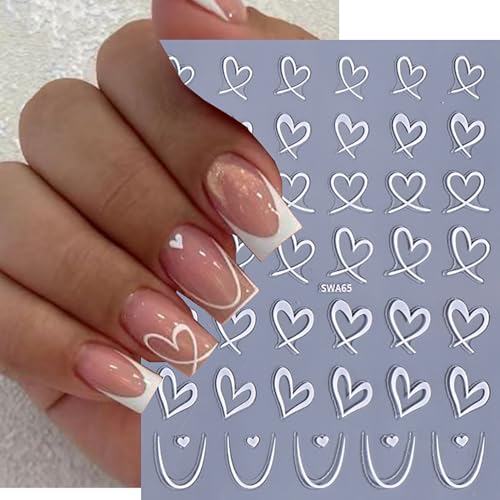 Dulyork A1 Valentines Day 3D Heart Nail Stickers 8 Sheets for Nail Art