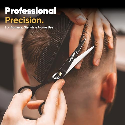 RIGELBLU 6.5 Inch Professional Hair Thinning & Cutting Shears Set - Salon & Home Use