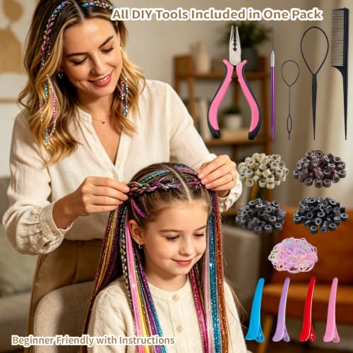 Unique Love Hair Tinsel Kit - 30 Colors Glitter Extensions for Parties
